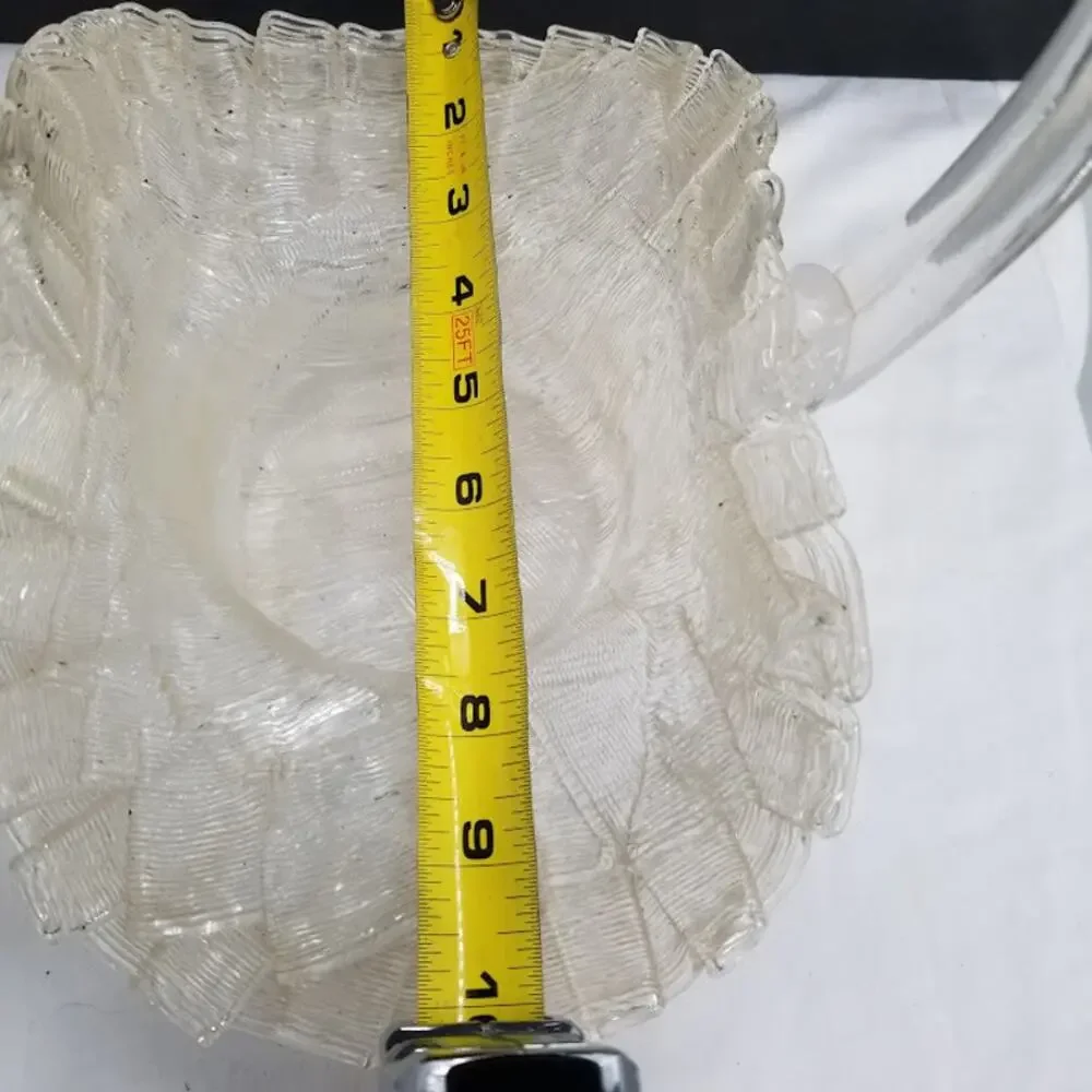 Vintage Lucite Spaghetti Spun Ribbon Plastic Basket, 10 x 6 x 10 1/2
